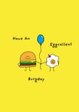 Cute Egg Burger Birthday Greetings Card created by Torts Allsorts
