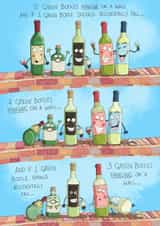 5 green bottles hanging on a wall created by Leah Rowe