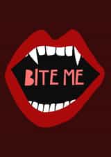 Bite me vampire card created by Jade Muat-Dodd