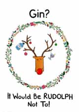 Gin, Rudolph Pun Christmas Card created by Meg Lillicrap Studio
