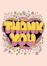 Pretty Bubble Typography Thank You Card - Stars - Hearts - Thank You created by Harkiran Kalsi