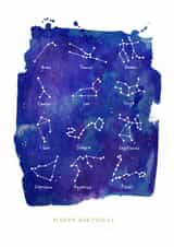 Constellation birthday card created by Katie Moody