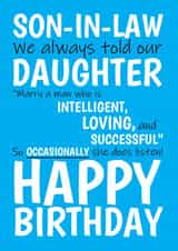 Funny Son-In-Law Birthday Card created by @Cupsie's Creations