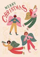 Merry Christmas Colourful Angels Card created by Flourish Paperworks