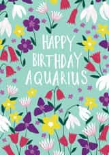 Happy Birthday Aquarius Floral Zodiac Card created by Marie Wilkinson