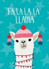 Cute Llama Christmas Card, Fa la la la llama created by Ellie Maguire