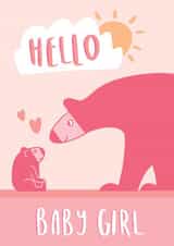 Hello Baby Girl Bear Card created by Big Pencil Prints
