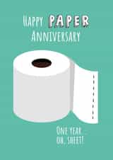 Funny Toilet Roll Pun Anniversary Card - Happy Paper Anniversary - One Year Oh Sheet created by Pixie Paper Art