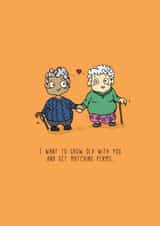 Cute LGBT Couple Anniversary Card - I Want To Grow Old With You And Get Matching Perms created by Kat Willott