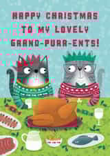 Happy Christmas to my Grand-purr-ents! Grandparents cat Christmas card created by Hannah Jayne Lewin
