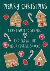 Mum and Dad - Parents - Family Home - Gingerbread Houses - Cute - Cheeky - Snacks - Christmas Snacks - Christmas Card created by Jennie Moore