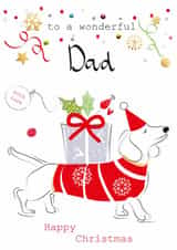 Dad Festive Dachshund with Present Christmas Card created by SABIVO Design by Sabina