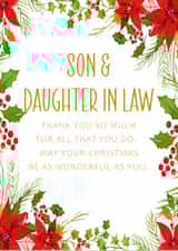 Christmas Card for Son & Daughter in Law with Traditional Poinsettia design created by PMPrinted