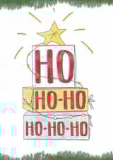 Ho ho ho! Christmas tree, gifts and garland with light bulbs. created by Olga Kru