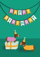 Cute Birthday Card – Sausage Dogs – Birthday Party created by Chloe Tyler