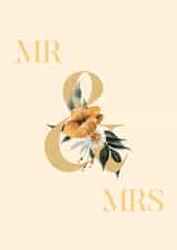 Floral Mr & Mrs - Simple Wedding Card created by Party Piece Designs