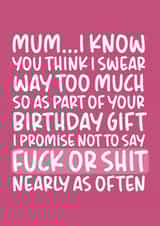 'I Swear Too Much' Funny and Cheeky Birthday Card created by Brogan Thomas