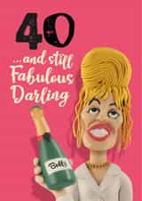 Patsy Ab Fab 40th champagne birthday card for her created by The Supermodels