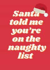 Santa’s naughty list card created by Proper job studio