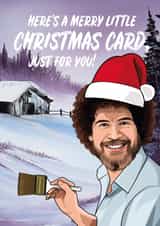 Bob Ross Merry Little Christmas Card created by All Things Banter