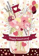 Pretty Vase Of Flowers Anniversary Card - Happy Anniversary created by Little Silverleaf