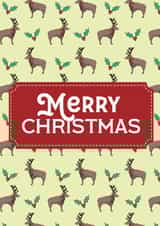 Merry Christmas Deer & Holly created by olliebrownillustration