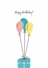Balloons and present birthday card created by Inky Acorn Designs