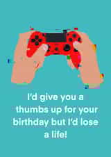 Teen gamer PlayStation funny birthday card created by Julie Costello