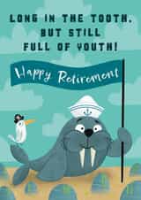 Long in the tooth, but still full of youth! Walrus retirement card created by Hannah Jayne Lewin