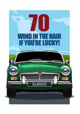 CLASSIC OPEN TOP SPORTS CAR 70TH BIRTHDAY CARD created by RetroMotion Artwork