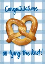 Wedding engagement pretzel pun! - Congrats on tying the knot created by Katie Tinkler illustration
