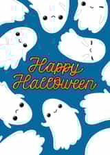 Happy halloween cute ghost greeting card created by Lena Lapina