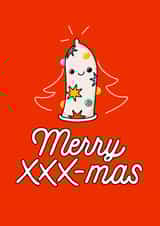 Red XXX-mas Christmas card created by Lena Lapina