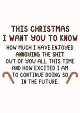 Funny Adult Christmas Card for Partner Friend or Family - Enjoyed Annoying You created by émotif design