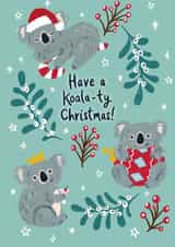 Cute Koala Christmas Card - Funny Koala Card - Koala-ty Christmas created by Jessie Maeve Studio