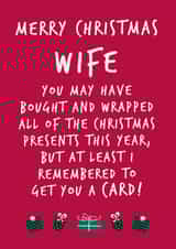 Cheeky - Funny - Wife - Merry Christmas Wife - Christmas Presents - Presents - Christmas Card created by Fifi Designs