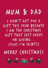 Cheeky Christmas card for Mum and Dad created by Fifi Designs