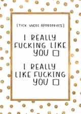 I Really Like (Fucking) You Card created by Esther the Sketcher