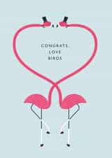 Congrats, Love Birds - Flamingo Men's card - Wedding or Engagement created by Betiobca