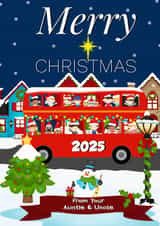 Cute Merry Christmas 2025 snowy card for Nephew or Niece from Auntie and Uncle created by Kerrylovescards