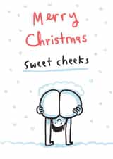 Funny Christmas card for other half or friend - Merry Christmas Sweet Cheeks created by Sarah Ray
