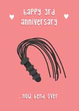 Rude 3rd Wedding Anniversary Leather Card - 3 Years - Whip - Happy 3rd year Anniversary Now Bend Over created by @Laura Lonsdale Designs