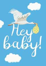 Cute Illustrated New Baby Stork Card created by whimsical AF