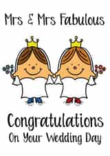Mrs & Mrs Fabulous - Lesbian Wedding Congratulations - Civil Ceremony, LGBT created by Knick Knack Crafts