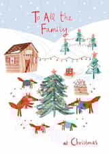To All The Family At Christmas - Christmas Lodge - Festive - Foxes - Traditional - Family - Christmas Card created by Lindsay loves to draw