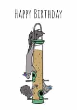Squirrels on Bird Feeder Birthday Card  created by Send Salutations