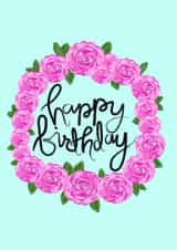 Happy Birthday Pink Floral Wreath created by Jennifer Claire Design