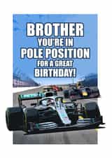 F1 RACING CARS BIRTHDAY CARD BROTHER. created by RetroMotion Artwork