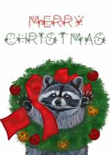 Raccoon Christmas Card created by The Warren Creations