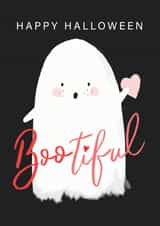 Cute Happy Halloween BOO - tiful ghost holding a heart card created by Making Meadows Ltd